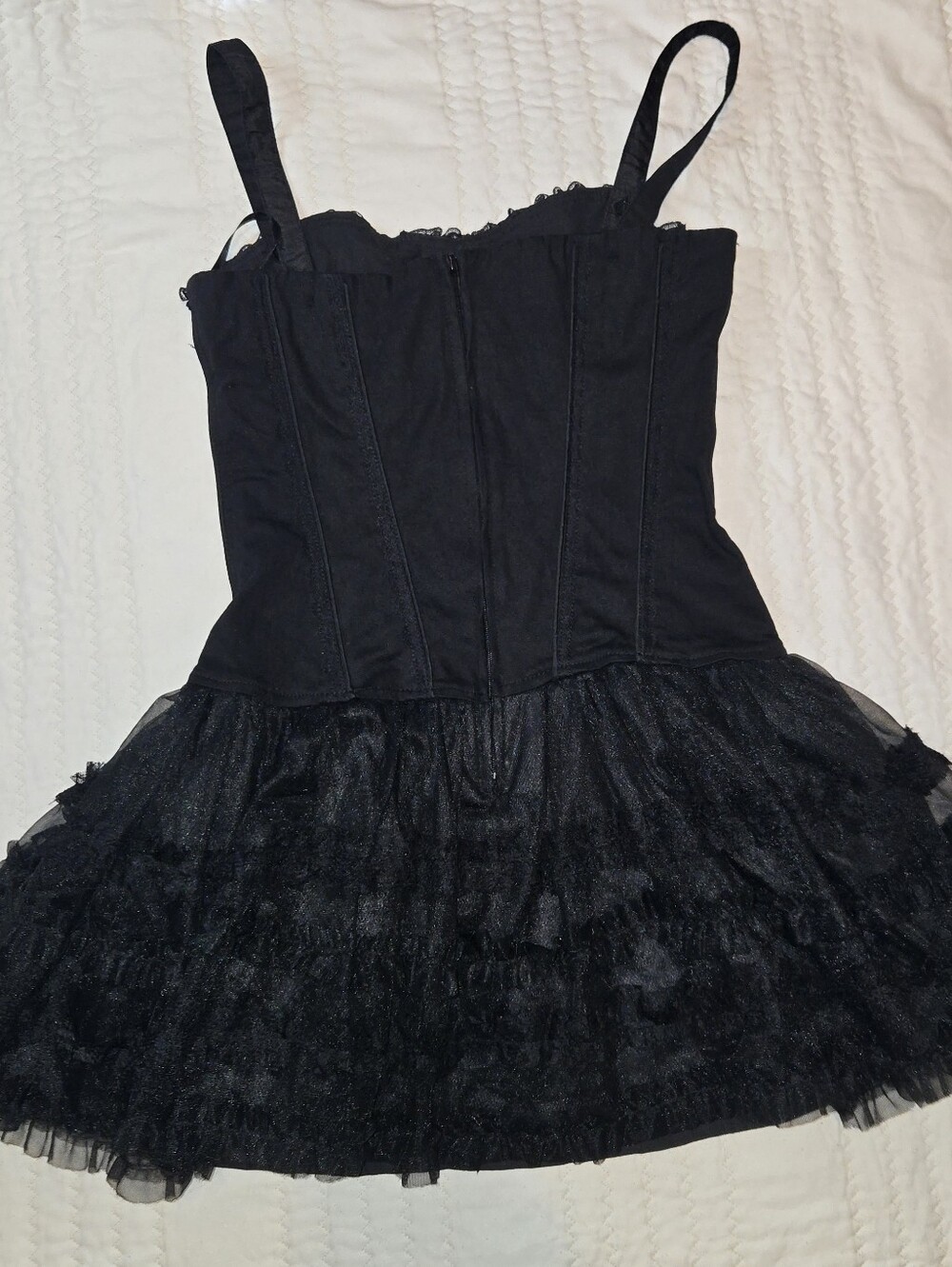 Tripp nyc Black Corset Mini Dress with Ruffled Tulle Skirt - Picture 3 of 10